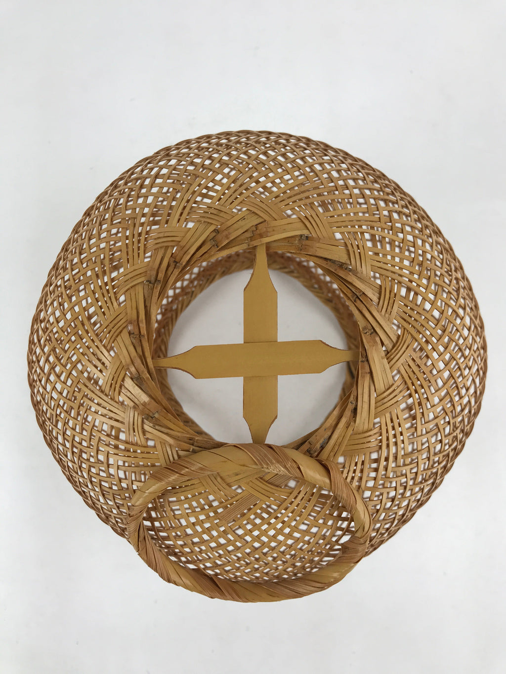 Japanese Bamboo Basket Flower Vase Vtg Kago Ikebana Arrangement Kado B219