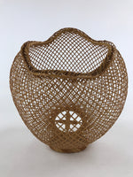 Japanese Bamboo Basket Flower Vase Vtg Kago Ikebana Arrangement Kado B219
