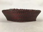 Japanese Bamboo Basket Vtg Natural Brown Ikebana Round Kago Bowl B132