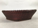 Japanese Bamboo Basket Vtg Natural Brown Ikebana Round Kago Bowl B132