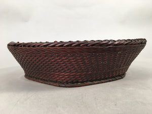 Japanese Bamboo Basket Vtg Natural Brown Ikebana Round Kago Bowl B132