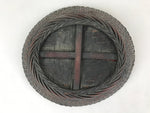 Japanese Bamboo Basket Vtg Tabletop Morikago Woven Small Kago Oval Brown B223