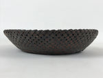 Japanese Bamboo Basket Vtg Tabletop Morikago Woven Small Kago Oval Brown B223