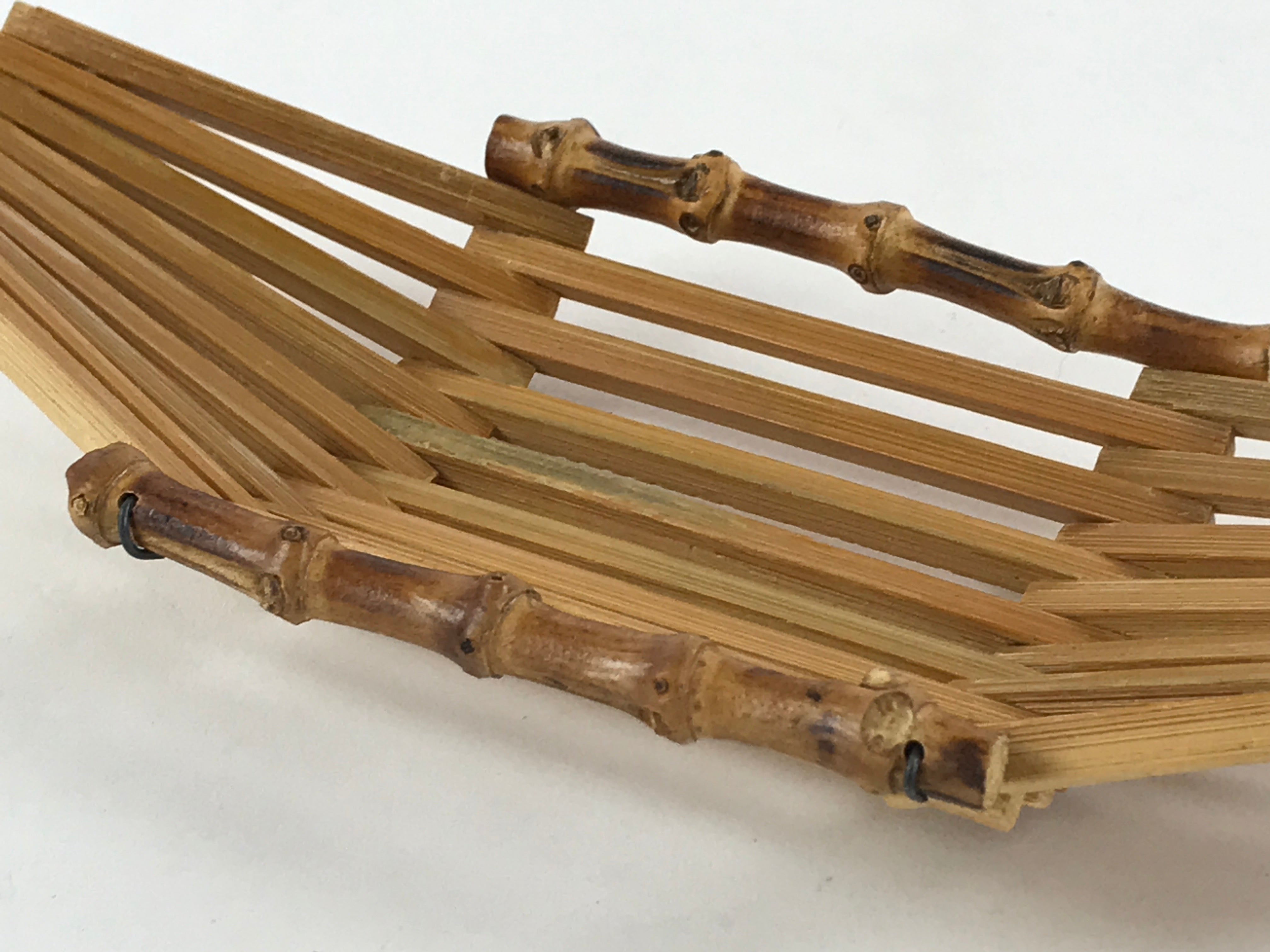 Japanese Bamboo Craft Oshibori-Oki Wet Towel Tray Vtg 3pc Hand Wipe Holder UR998