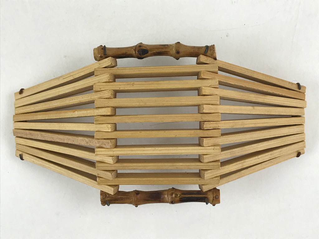 Japanese Bamboo Craft Wet Towel Tray Vtg Oshibori-Oki Hand Wipe Washcloth UR950