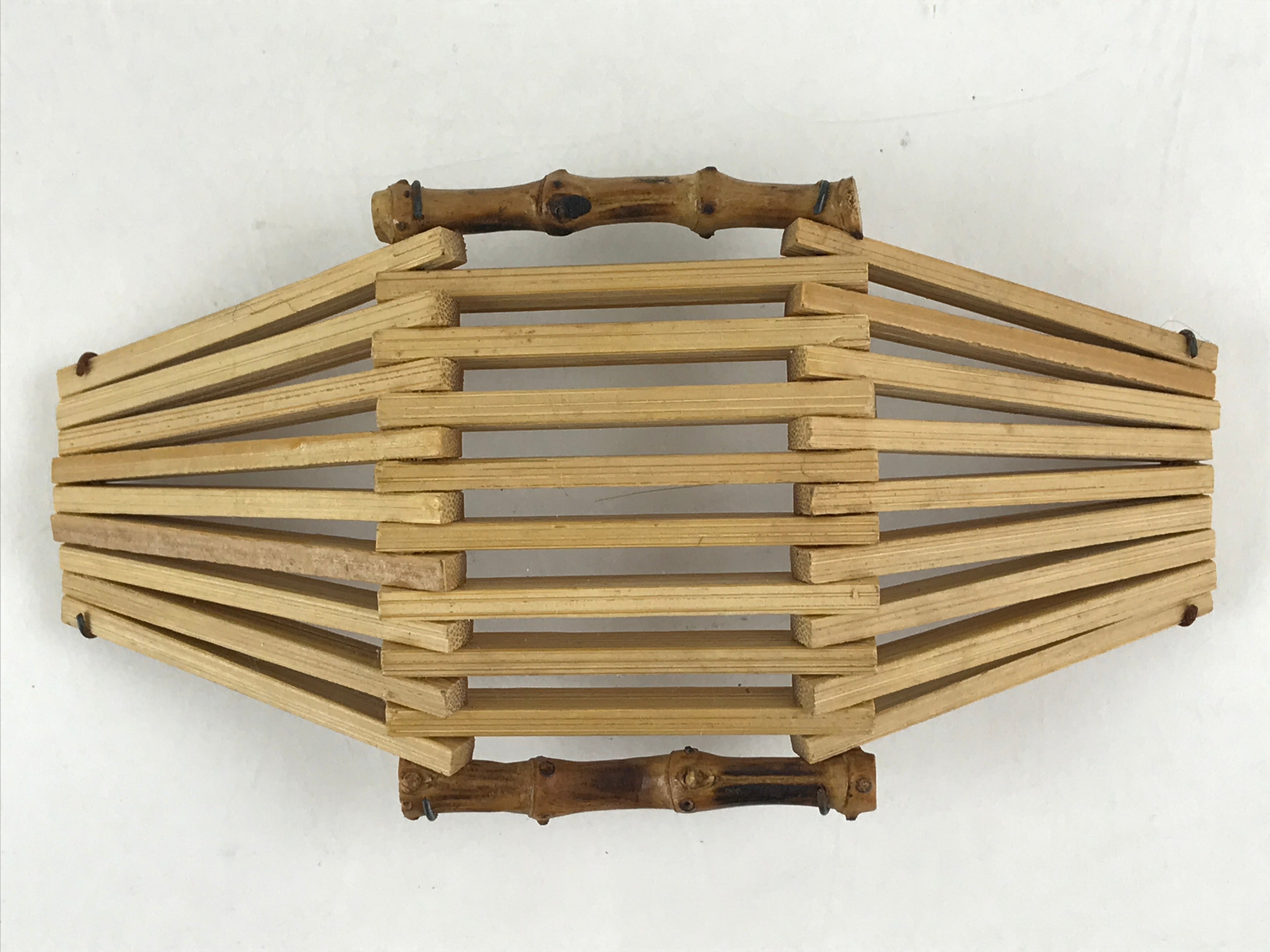 Japanese Bamboo Craft Wet Towel Tray Vtg Oshibori-Oki Hand Wipe Washcloth UR950