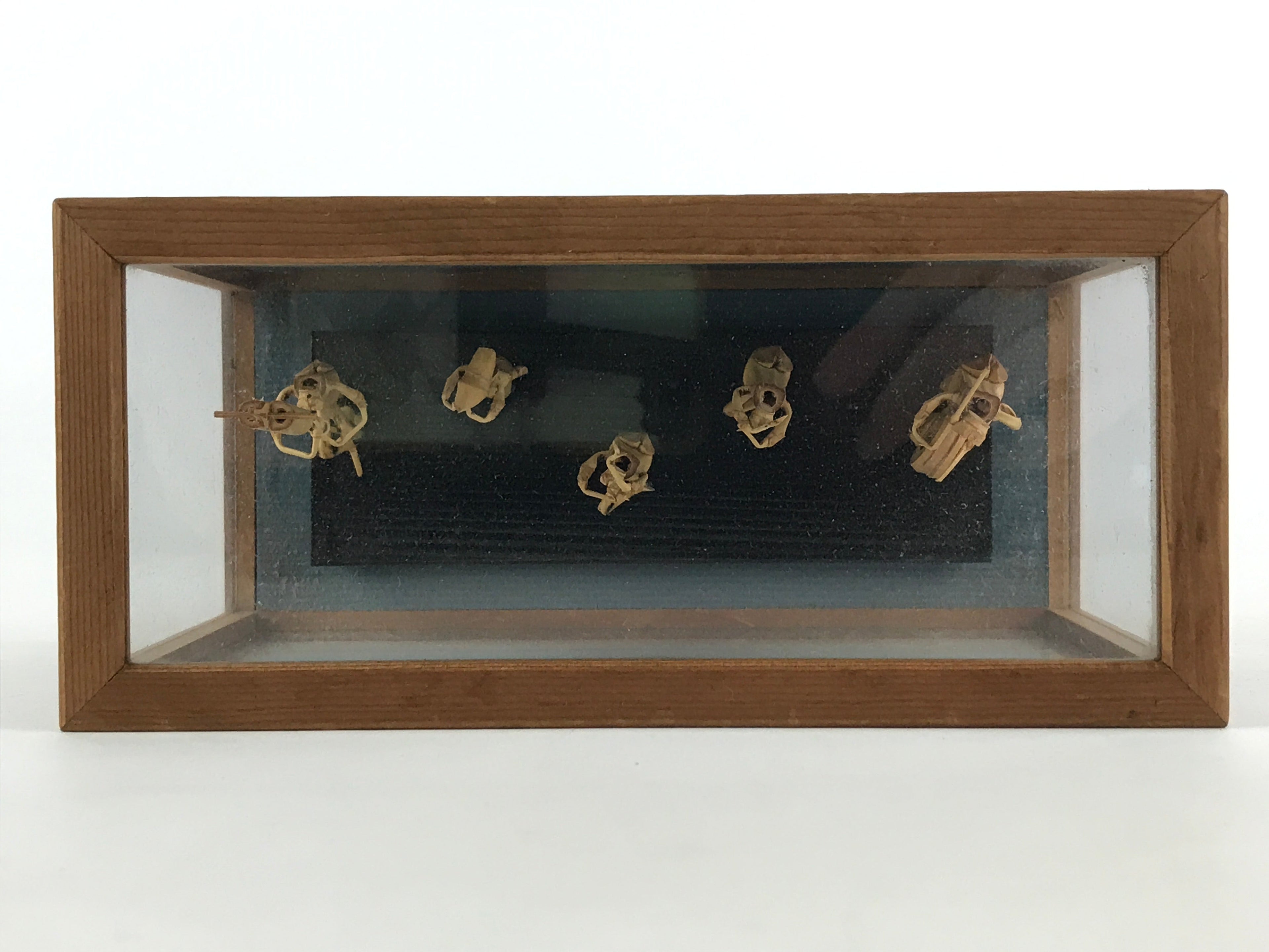 Japanese Bamboo Dolls Figurines Glass Case Vtg Awa Odori Dance Festival BD916