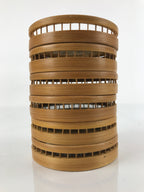 Japanese Bamboo Drink Saucer Chataku Vtg Coaster 6pc Carry Holder Butterfly L137