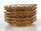 Japanese Bamboo Drink Saucer Chataku Vtg Coaster 6pc Storage Holder Flowers L136