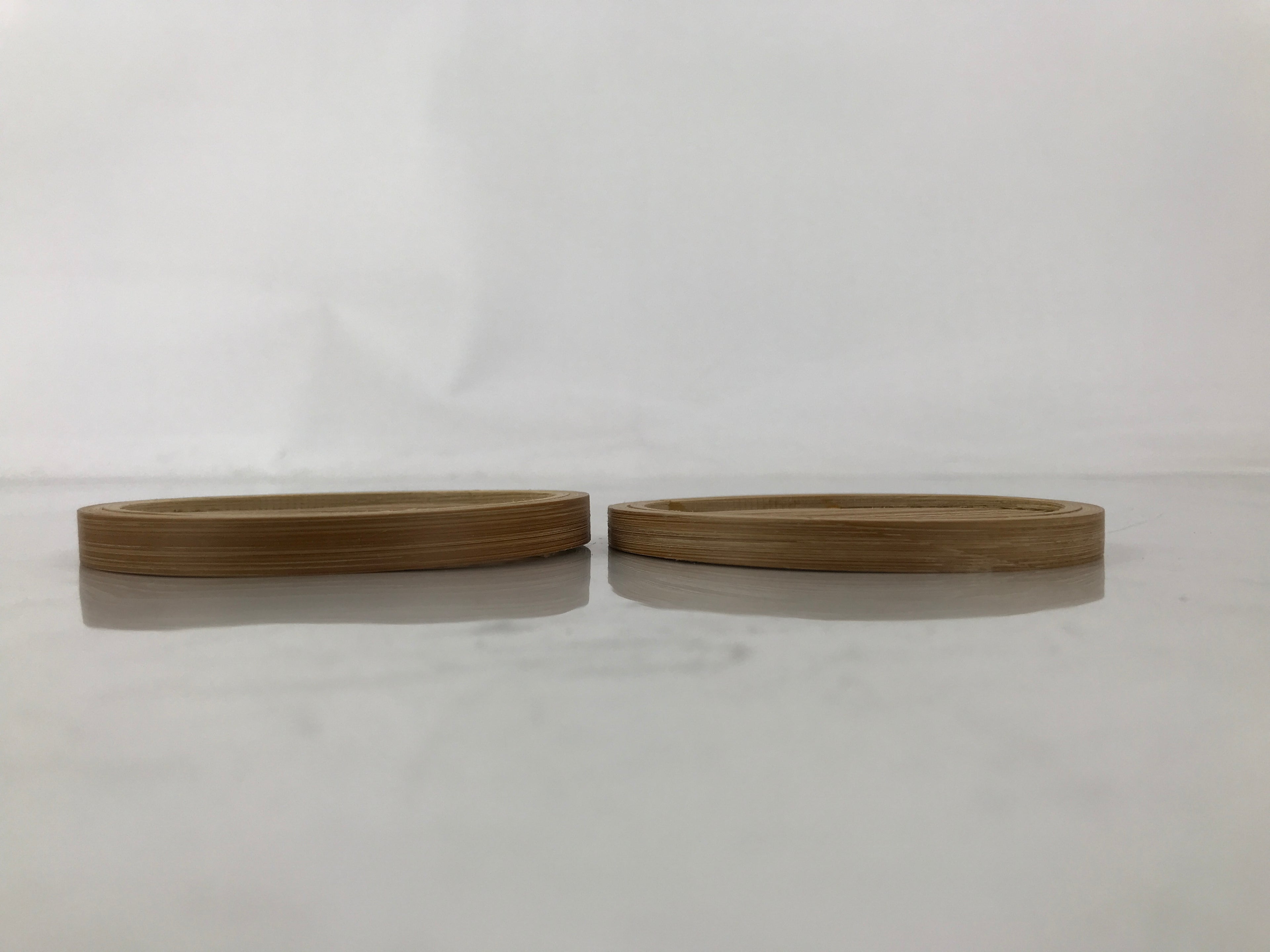 Japanese Bamboo Drink Saucer Pair Vtg Chataku Coaster Brown Mesh Round L517