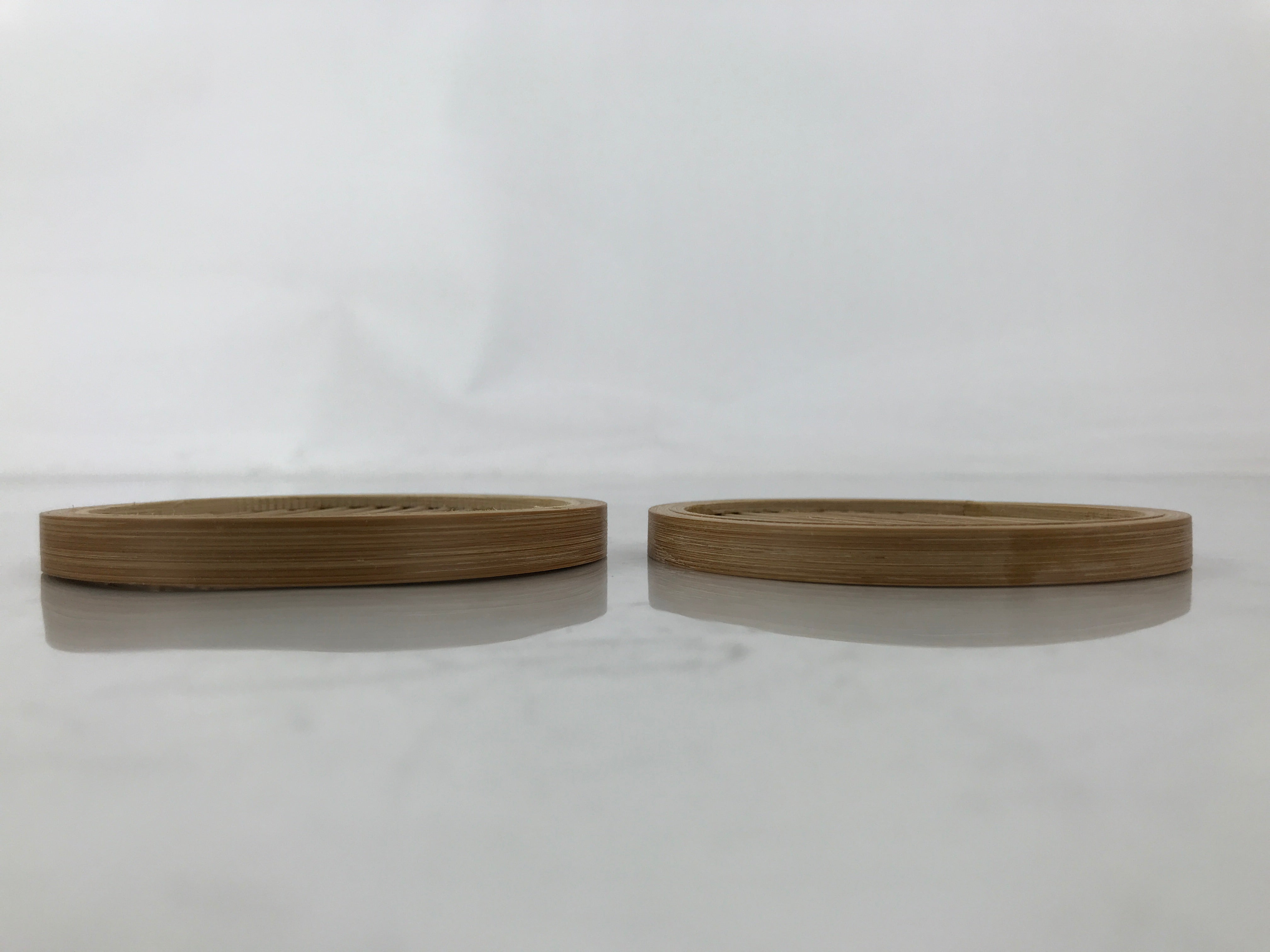 Japanese Bamboo Drink Saucer Pair Vtg Chataku Coaster Brown Mesh Round L517