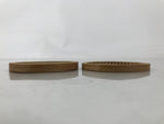 Japanese Bamboo Drink Saucer Pair Vtg Chataku Coaster Brown Mesh Round L517