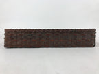 Japanese Bamboo Flat Basket Vtg Tabletop Kago Document Storage Woven Brown B225
