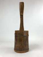 Japanese Bamboo Flower Vase Kabin Vtg Ikebana Arrangement Handle Brown FK89