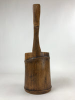 Japanese Bamboo Flower Vase Kabin Vtg Ikebana Arrangement Handle Brown FK89