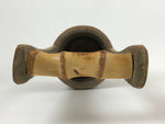 Japanese Bamboo Flower Vase Kabin Vtg Ikebana Arrangement Handle Brown FK89