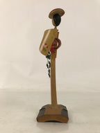 Japanese Bamboo Kokeshi Doll Vtg Figurine Woman Rice Spike Round Hat KF754