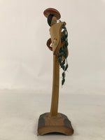 Japanese Bamboo Kokeshi Doll Vtg Figurine Woman Rice Spike Round Hat KF754