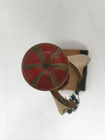 Japanese Bamboo Kokeshi Doll Vtg Figurine Woman Rice Spike Round Hat KF754