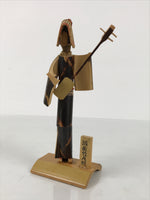 Japanese Bamboo Kokeshi Doll Vtg Kimono Woman Echizen Ningyo Shamisen KF818