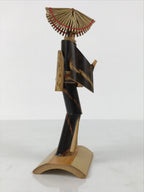 Japanese Bamboo Kokeshi Doll Vtg Kimono Woman Echizen Ningyo Shamisen KF818