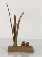 Japanese Bamboo Kokeshi Grass Vtg Singing Frogs Figurine Handcrafted Brown KF801