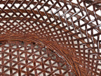 Japanese Bamboo Lacquerware Basket Vtg Woven Small Round Brown Morikago UR983
