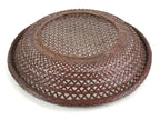 Japanese Bamboo Lacquerware Basket Vtg Woven Small Round Brown Morikago UR983