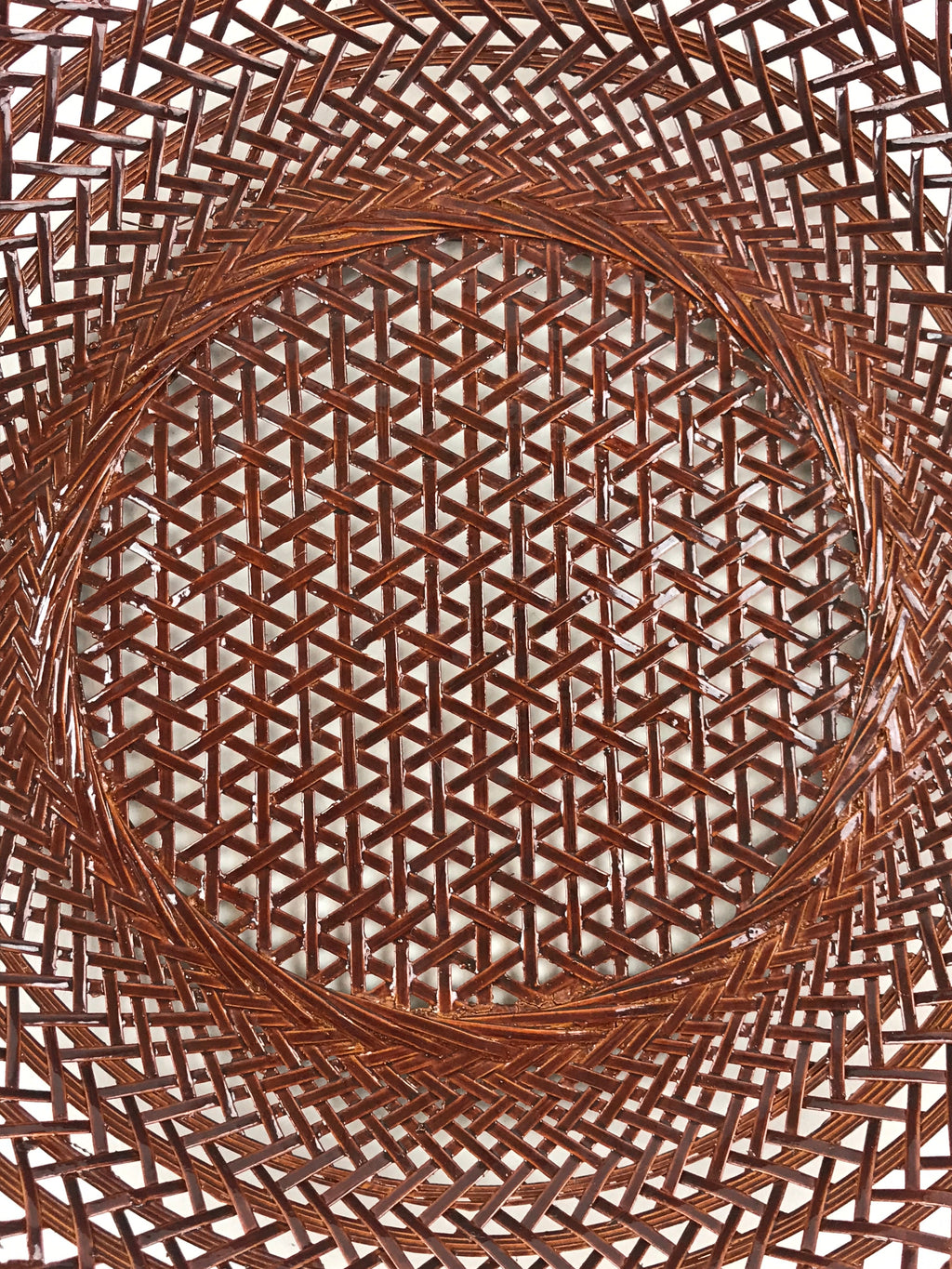 Japanese Bamboo Lacquerware Basket Vtg Woven Small Round Brown Morikago UR983