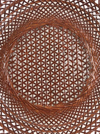 Japanese Bamboo Lacquerware Basket Vtg Woven Small Round Brown Morikago UR983