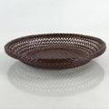 Japanese Bamboo Lacquerware Basket Vtg Woven Small Round Brown Morikago UR983