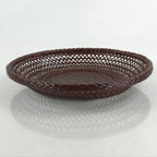 Japanese Bamboo Lacquerware Basket Vtg Woven Small Round Brown Morikago UR983