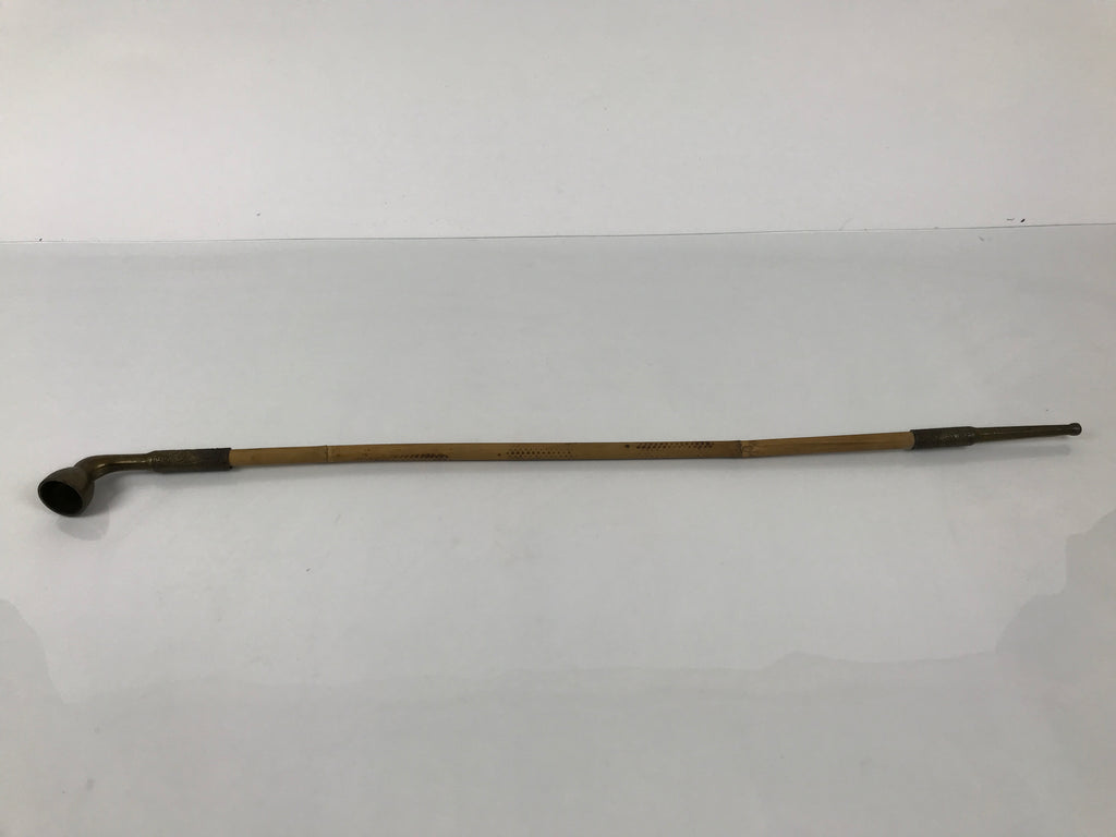 Japanese Bamboo Metal Large Traditional Kiseru Pipe Vtg Crane Mon Design JK912