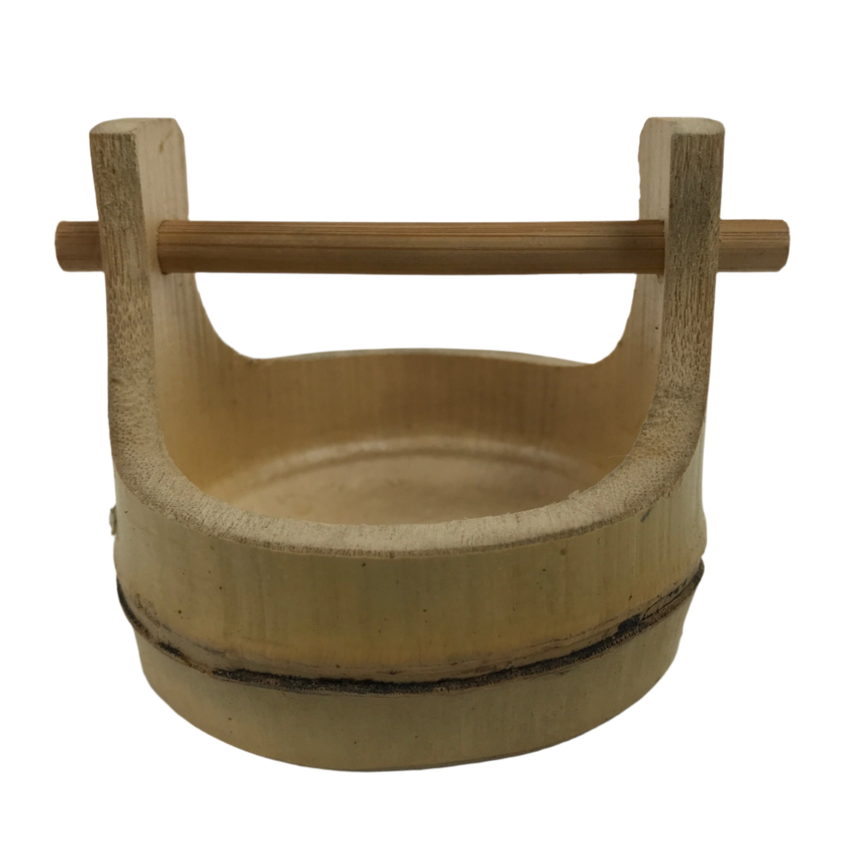 Japanese Bamboo Miniature Hand Bucket Serving Dish Vtg Teoke Kaiseki Meal L347