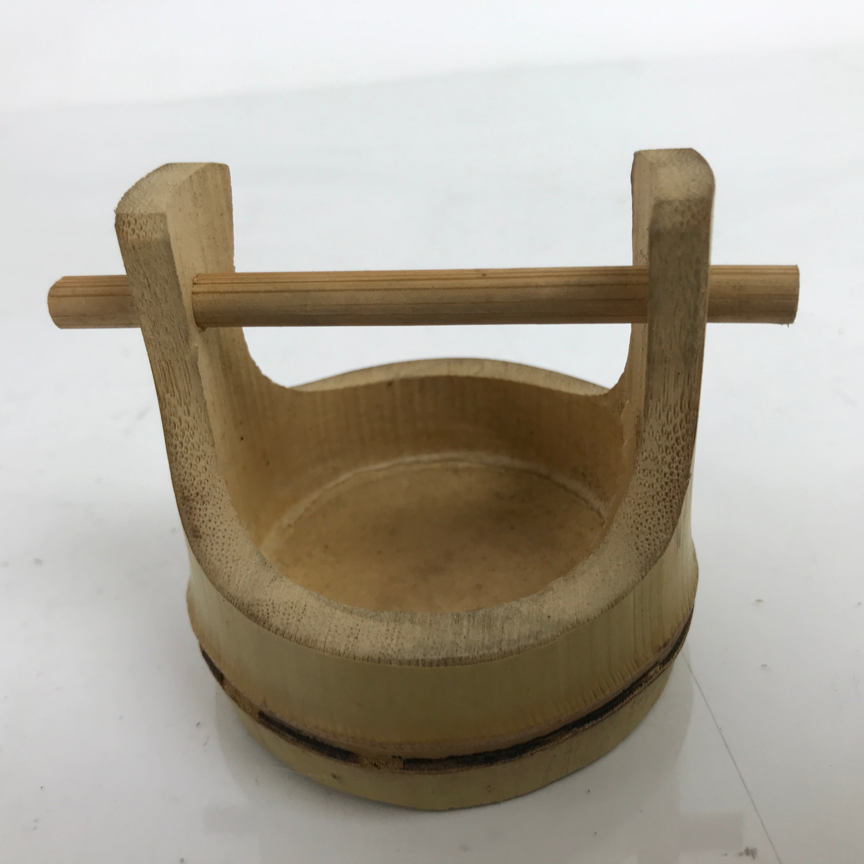 Japanese Bamboo Miniature Hand Bucket Serving Dish Vtg Teoke Kaiseki Meal L348