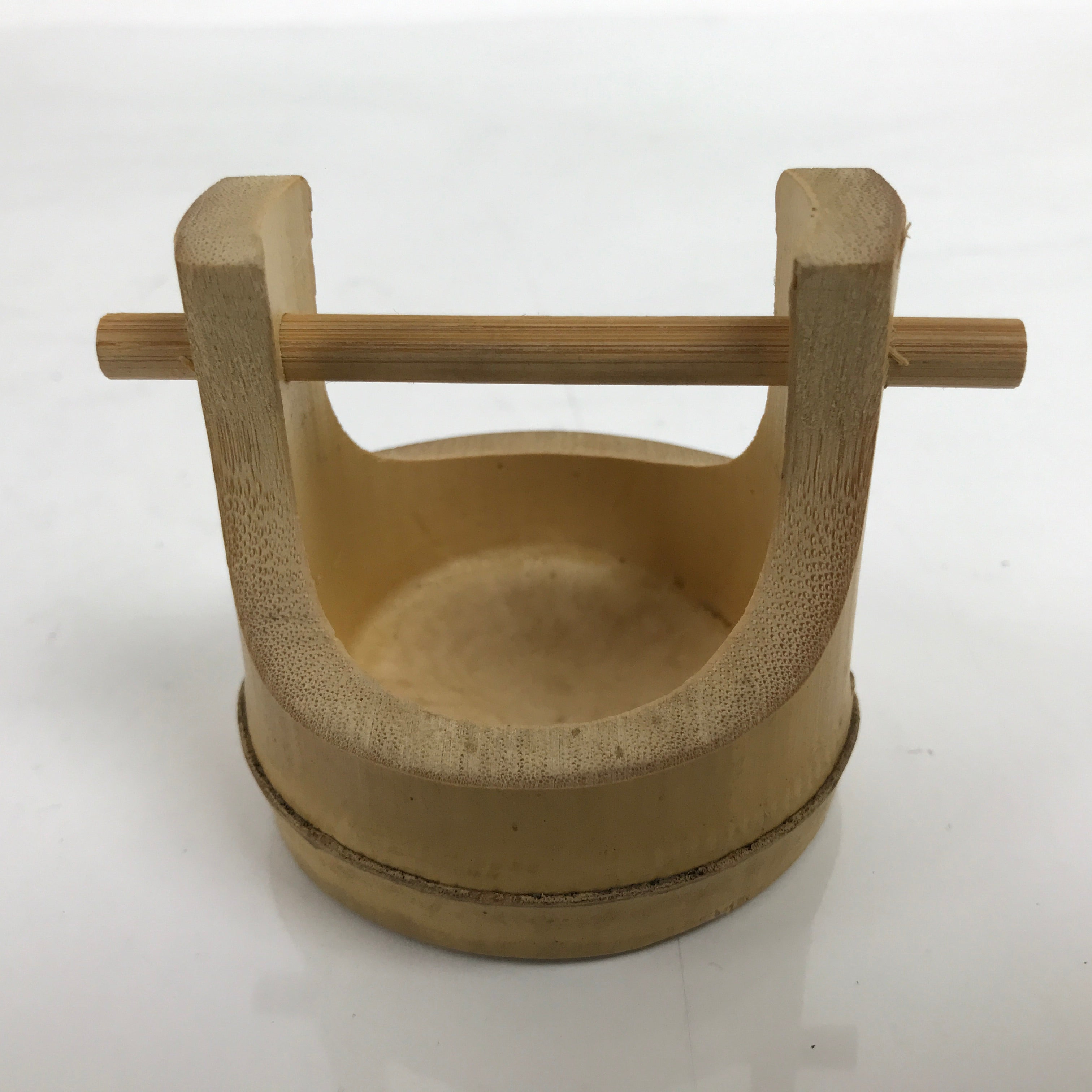 Japanese Bamboo Miniature Hand Bucket Serving Dish Vtg Teoke Kaiseki Meal L349