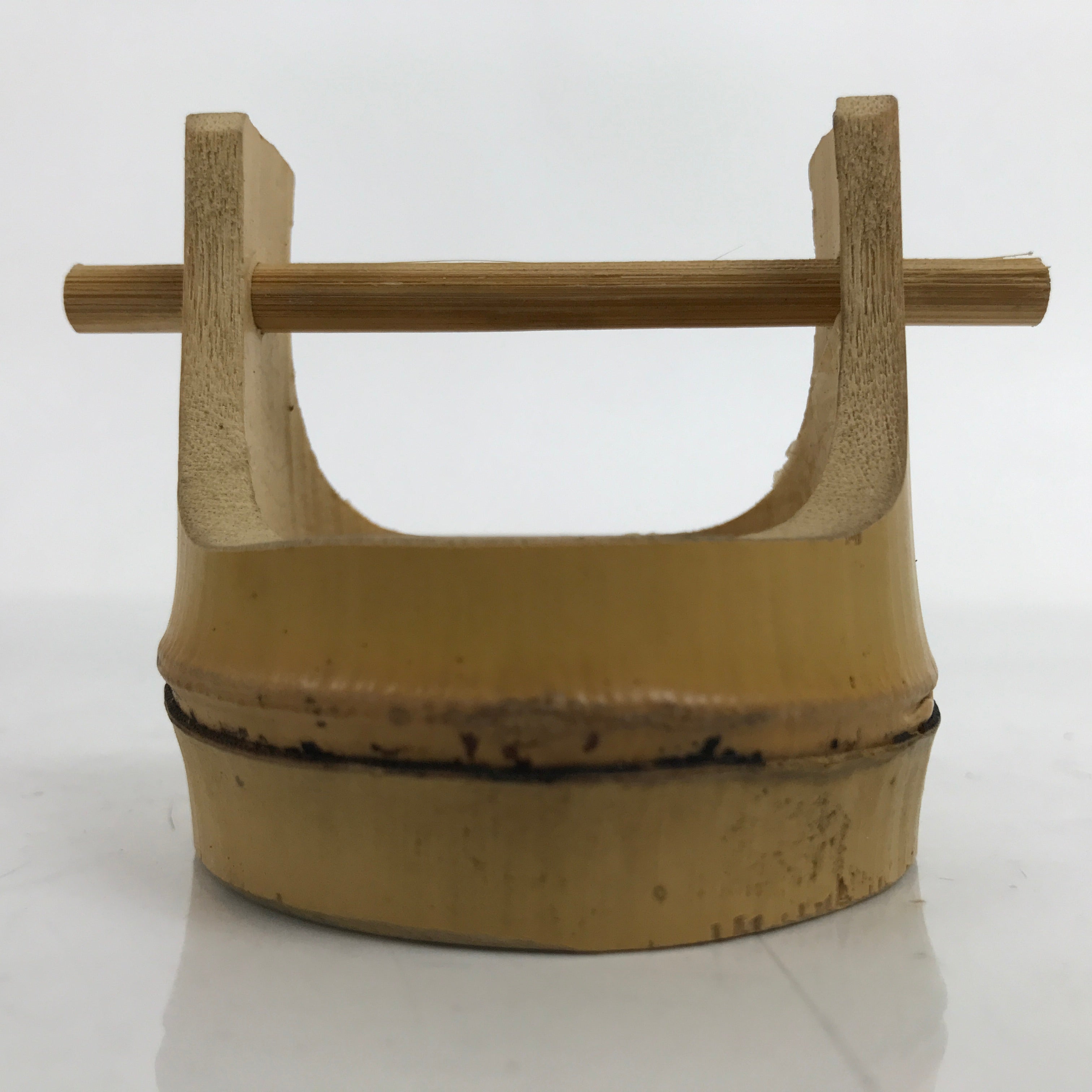 Japanese Bamboo Miniature Hand Bucket Serving Dish Vtg Teoke Kaiseki Meal L350