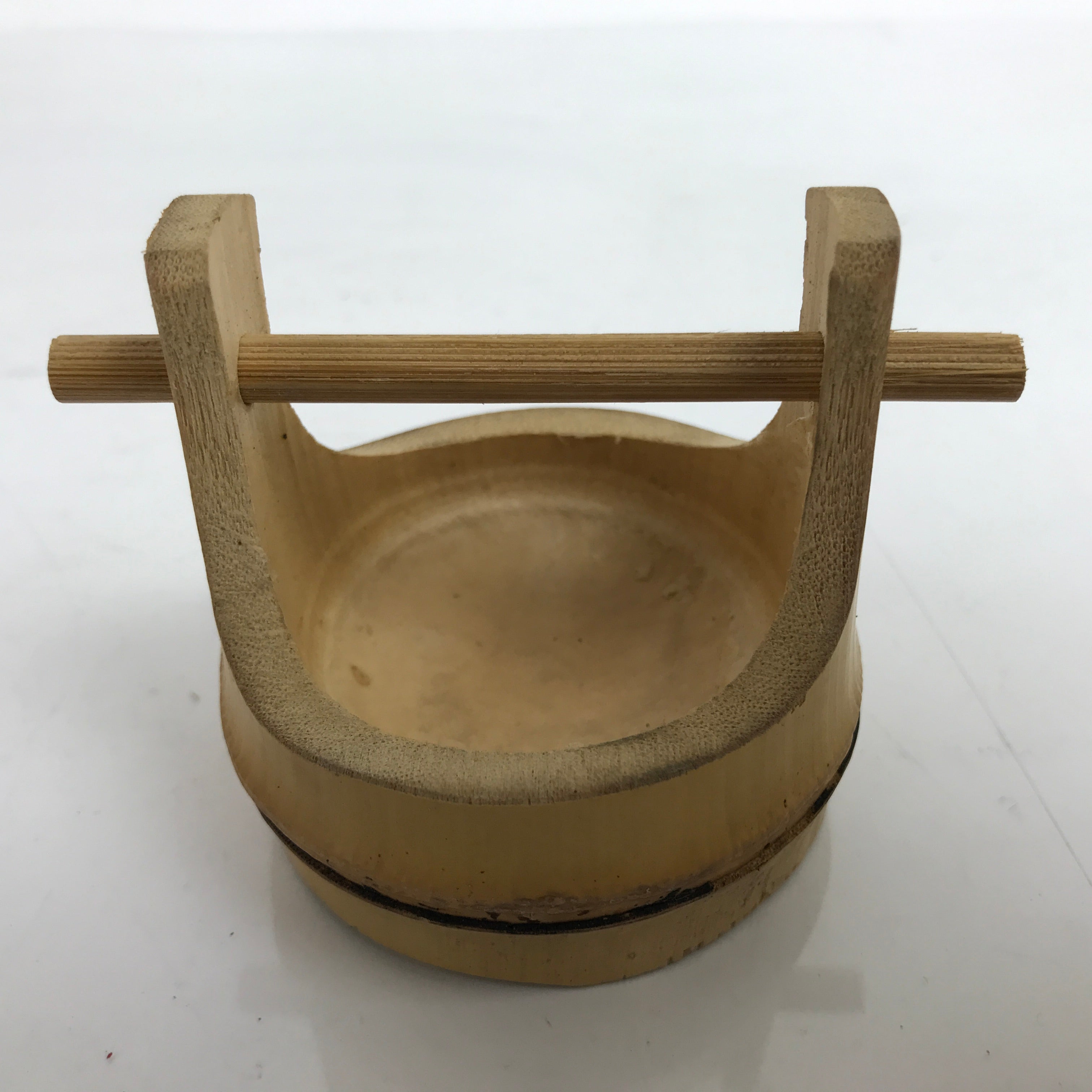 Japanese Bamboo Miniature Hand Bucket Serving Dish Vtg Teoke Kaiseki Meal L350