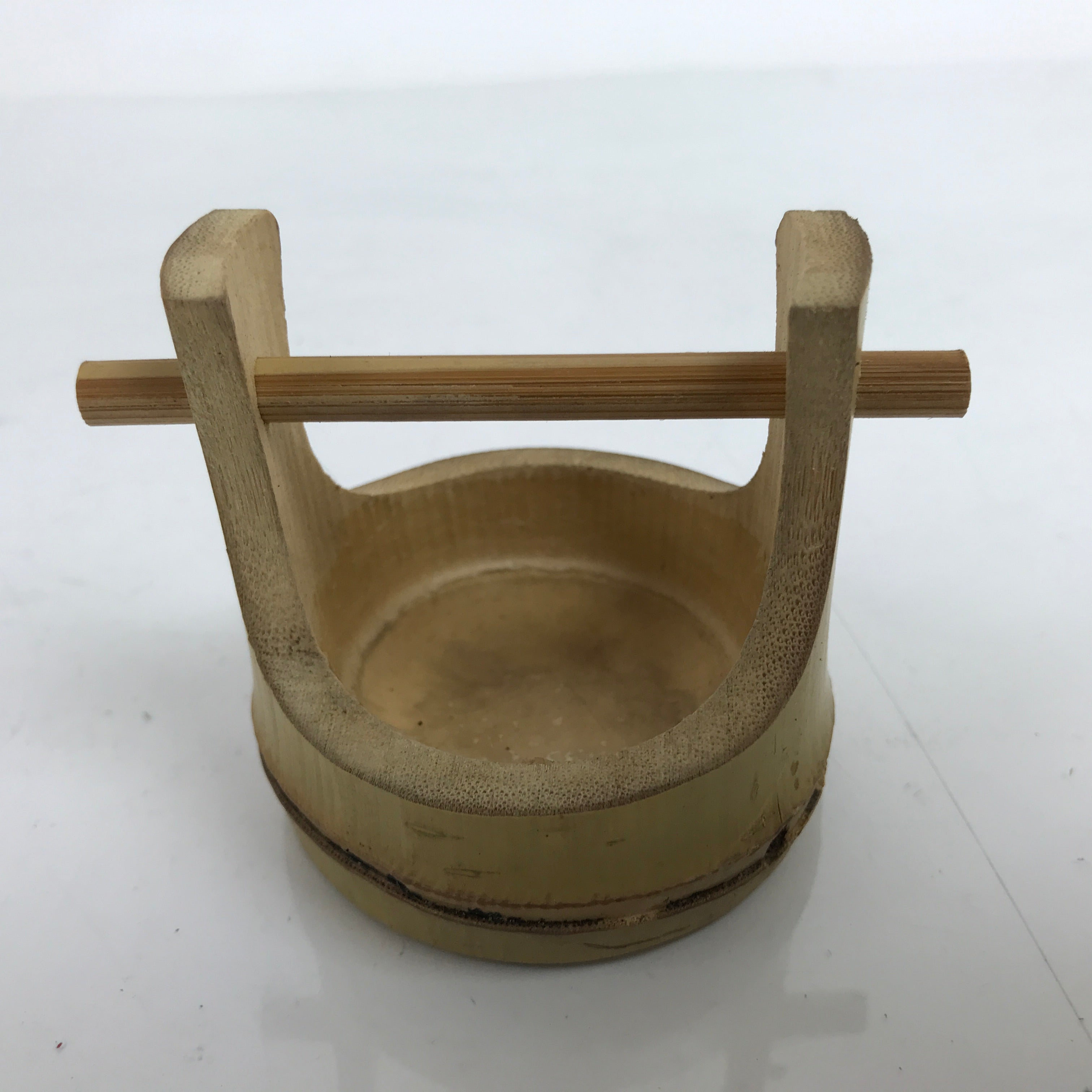 Japanese Bamboo Miniature Hand Bucket Serving Dish Vtg Teoke Kaiseki Meal L351