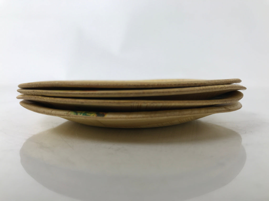 Japanese Bamboo Okinawa Drink Saucer Chataku Coaster Souvenir 4pc Dancer L392