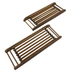 Japanese Bamboo Oshibori-Oki Wet Towel Tray Pair Vtg Holder Slat Duckboard L518