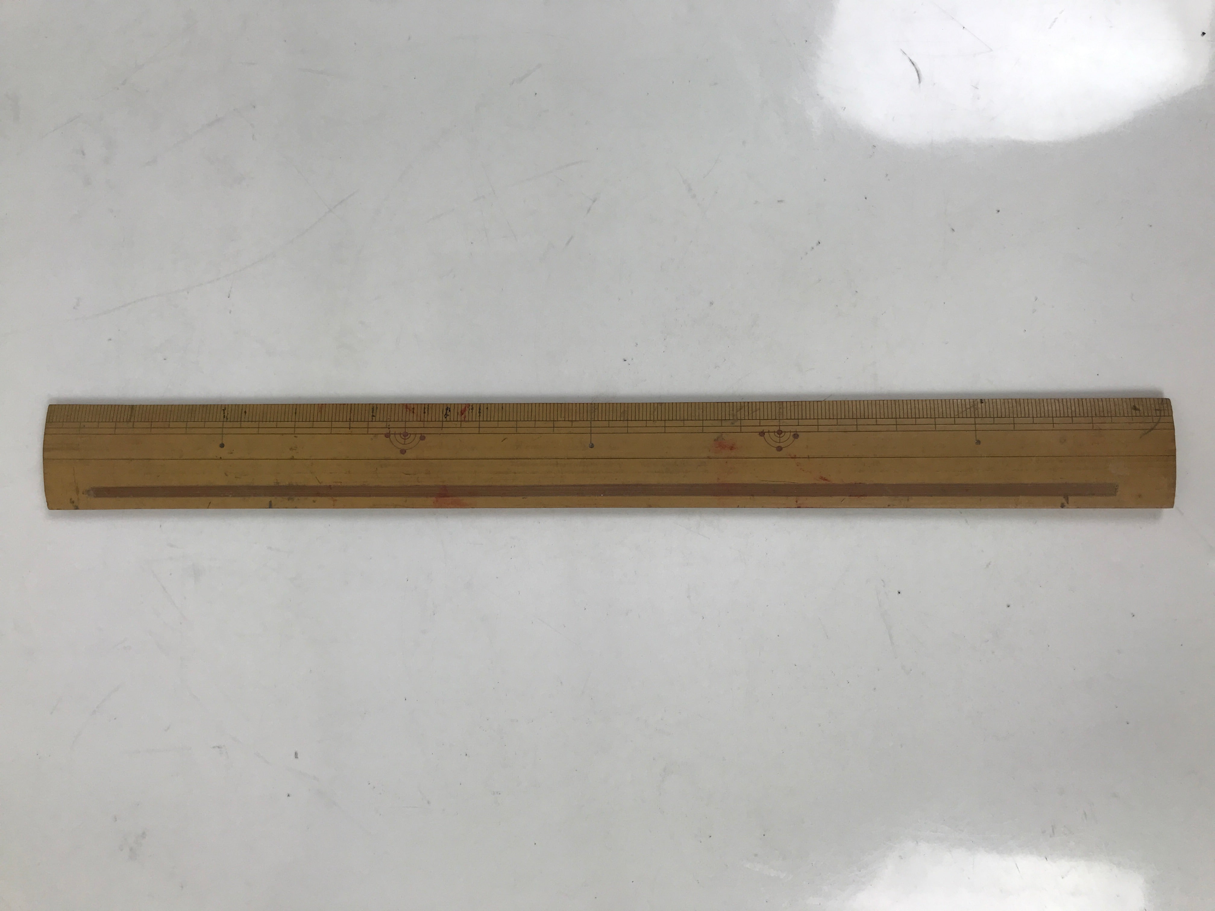 Japanese Bamboo Ruler Vtg Tool Stationery Woodworking Carpentry 30cm Brown T322
