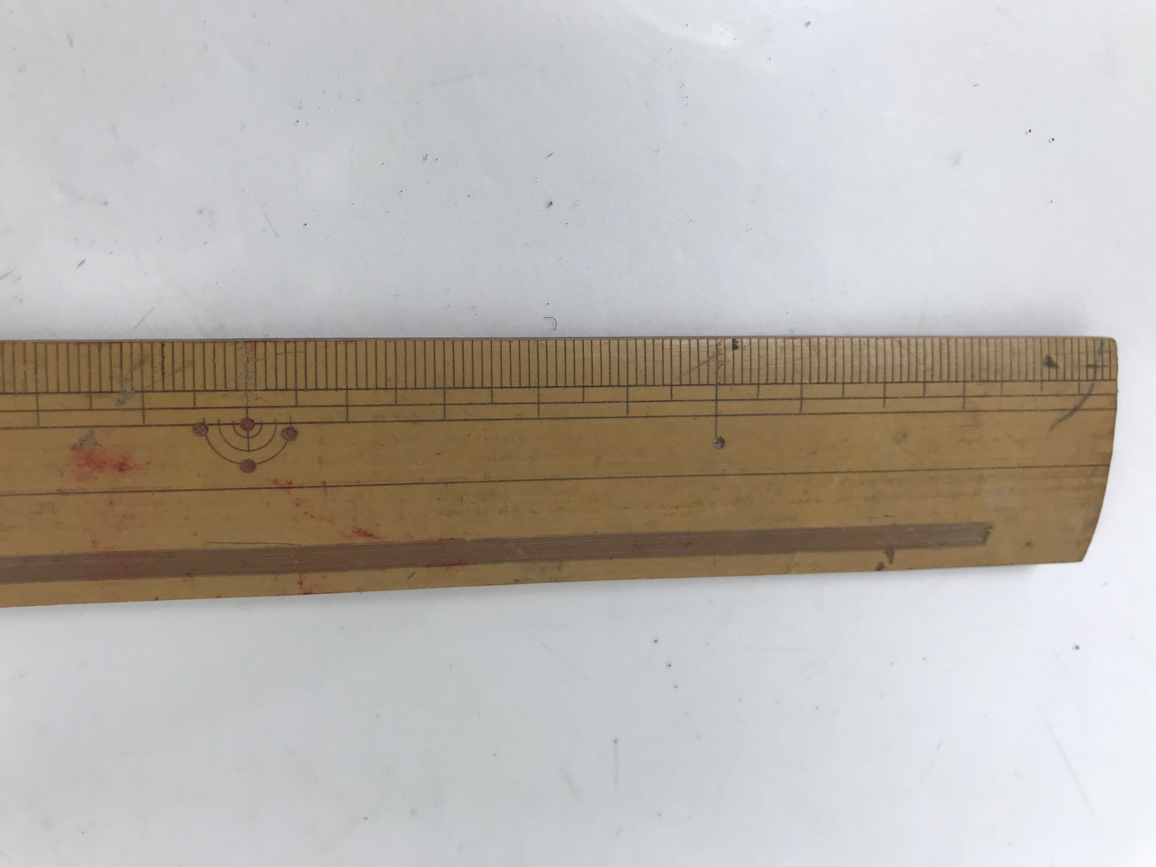Japanese Bamboo Ruler Vtg Tool Stationery Woodworking Carpentry 30cm Brown T322