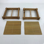 Japanese Bamboo Shabu Shabu Meat Stacking Serving Dishes Vtg Plates Brown L282