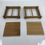 Japanese Bamboo Shabu Shabu Meat Stacking Serving Dishes Vtg Plates Brown L282