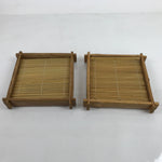 Japanese Bamboo Shabu Shabu Meat Stacking Serving Dishes Vtg Plates Brown L282