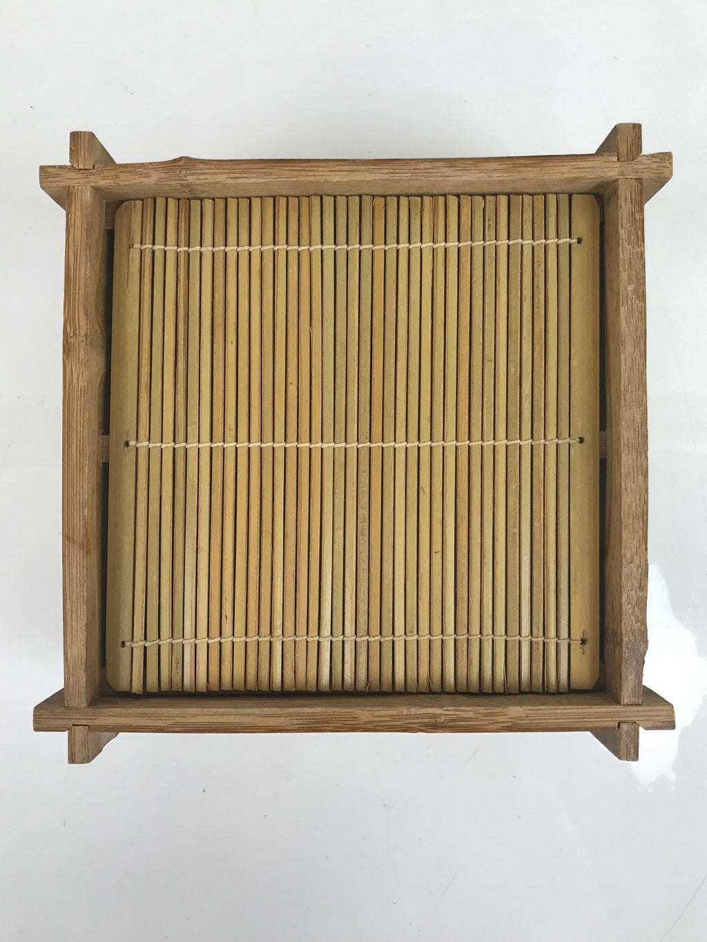 Japanese Bamboo Shabu Shabu Meat Stacking Serving Dishes Vtg Plates Brown L312