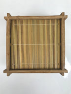 Japanese Bamboo Shabu Shabu Meat Stacking Serving Dishes Vtg Plates Brown L312
