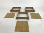 Japanese Bamboo Shabu Shabu Meat Stacking Serving Dishes Vtg Plates Brown L312