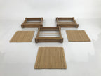 Japanese Bamboo Shabu Shabu Meat Stacking Serving Dishes Vtg Plates Brown L312